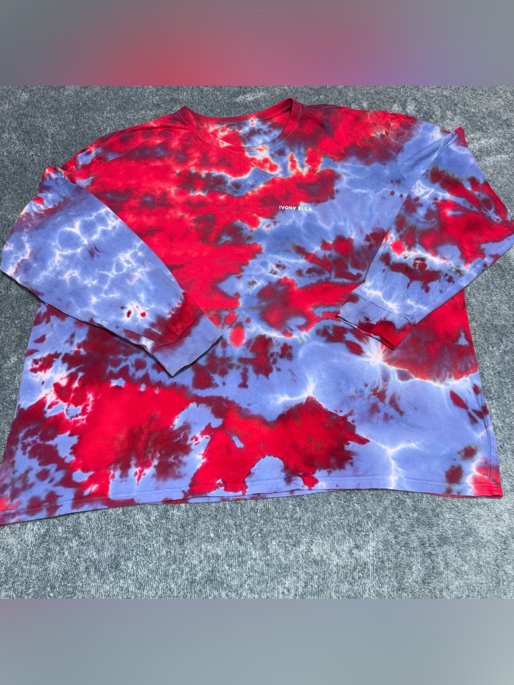 Ivory Ella Red and Blue Tie Dye Long Sleeve Love Tee Unisex Size XXL